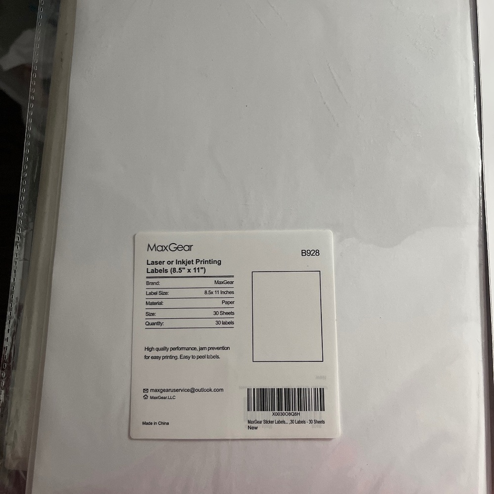 Printing labels, printable vinyl and transfer paper